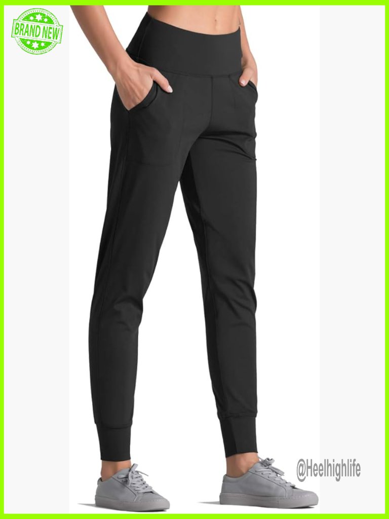 High Waist Tapered Joggers With Pockets, Workout Yoga Sweatpants, Lounge Pants
